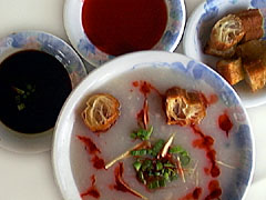 Congee (rice soup) w/ vinegar sauce